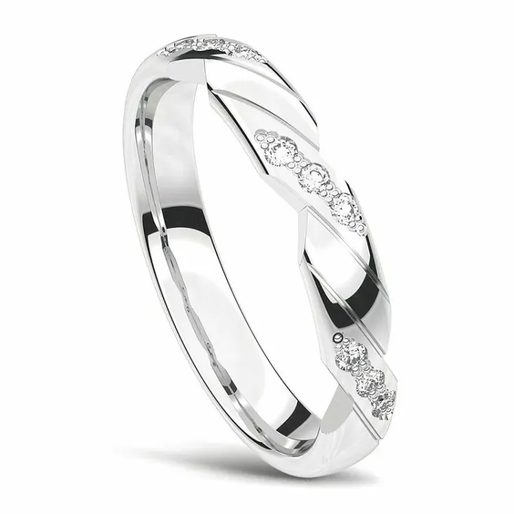 Damring i 14  karat vitguld 0,01 ct
