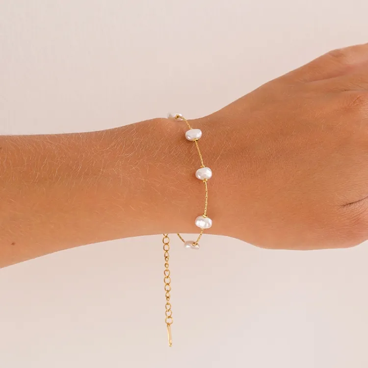 vattentät pärla armband i förgyllt stål - OCEANA
