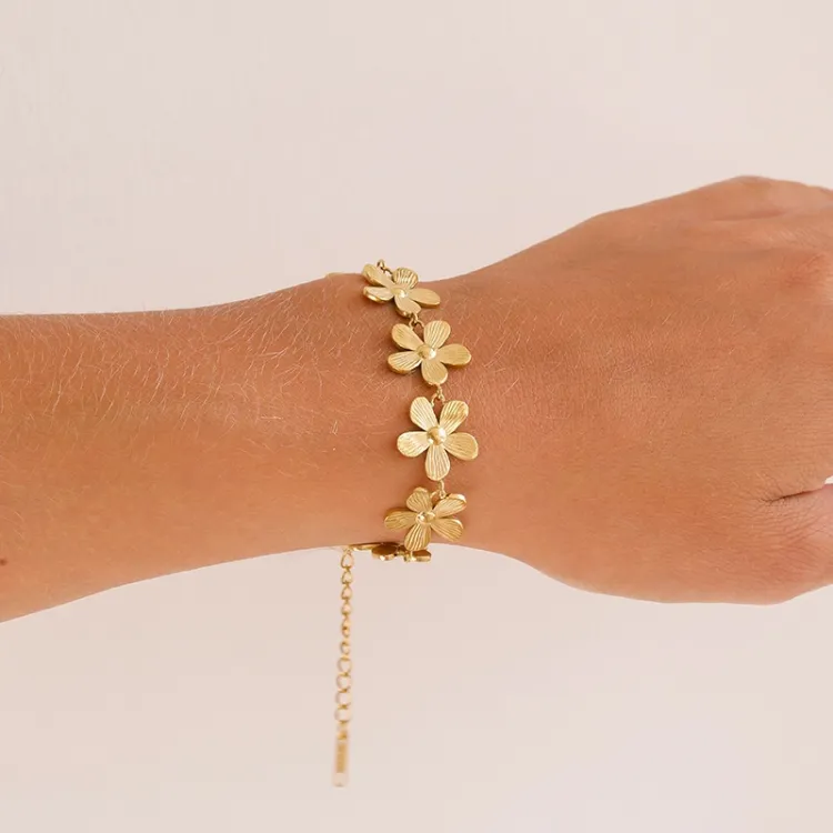 vattentät blommor armband i förgyllt stål - OCEANA