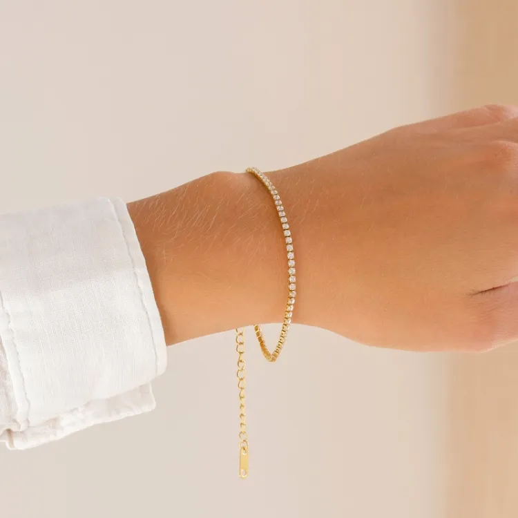 vattentät zirkon armband i förgyllt stål - OCEANA