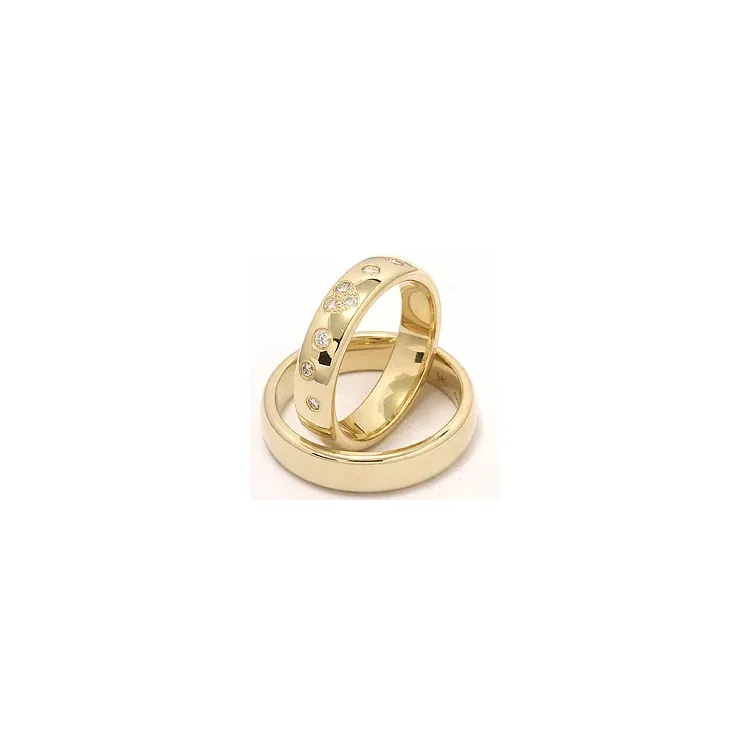 hjärta vigselsringar i 9 karat guld 0,225 ct - set