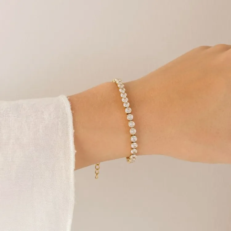 vattentät zirkon armband i förgyllt stål - OCEANA