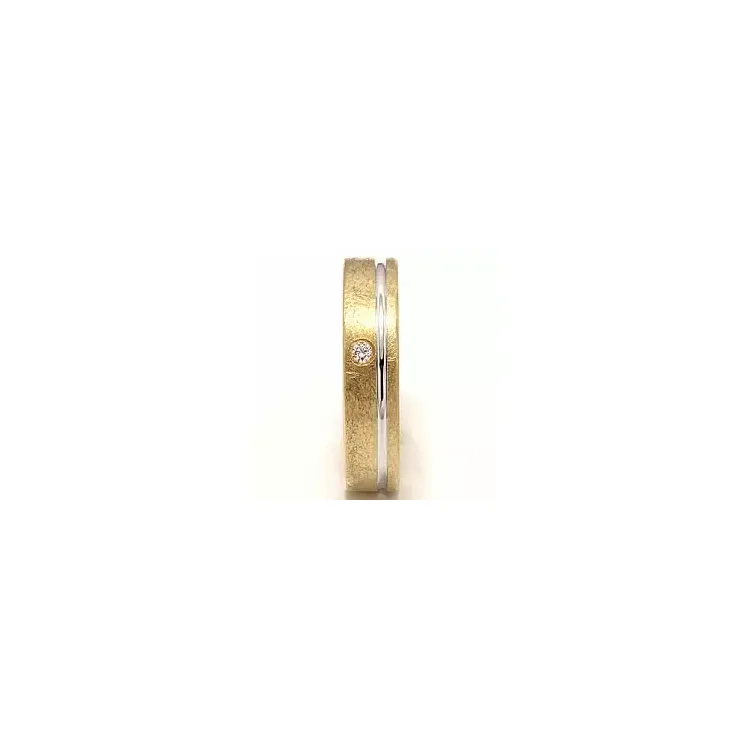 tvåfärgad diamant vigselsring i 14  karat guld- och vitguld 1 x 0,025 ct