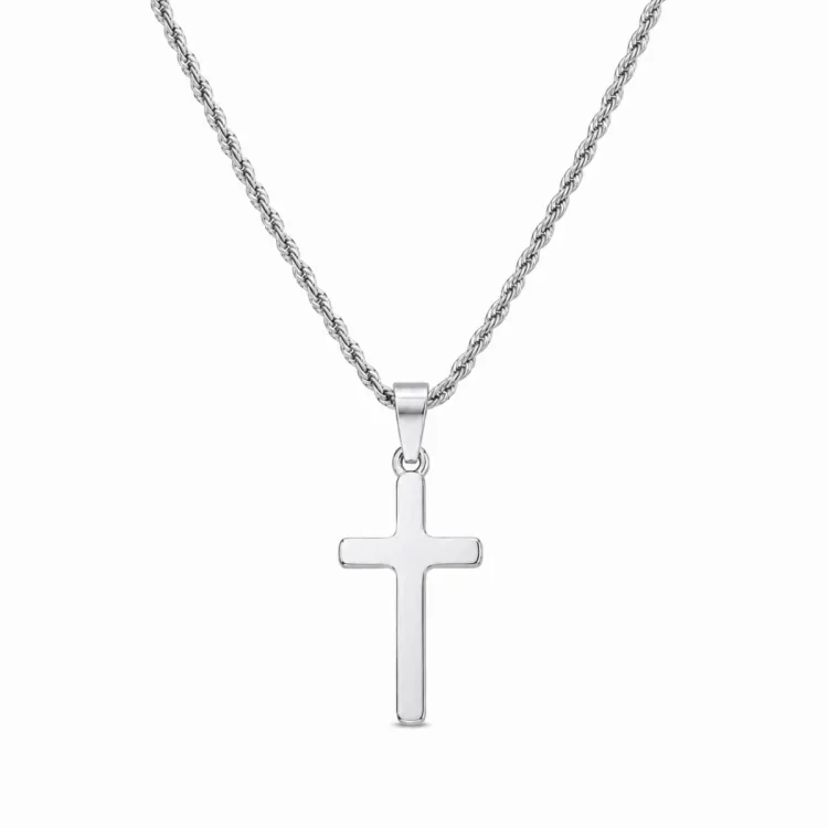 vattentät halsband i stål med korshänge i stål
