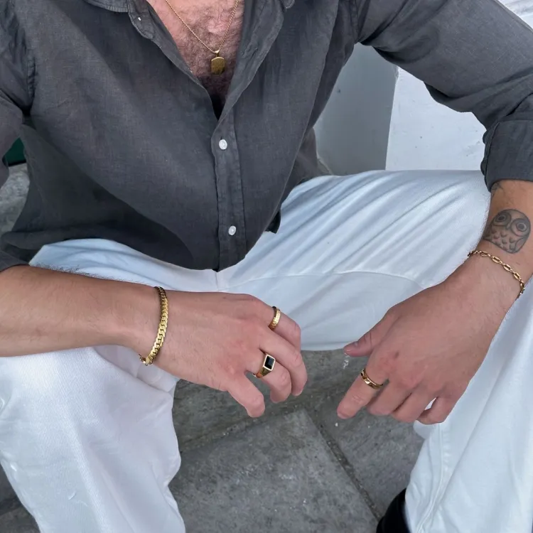 vattentät armband i förgyllt stål  x 6,5 mm 