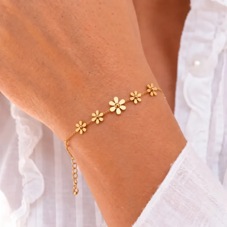 vattentät blommor armband i förgyllt stål - OCEANA