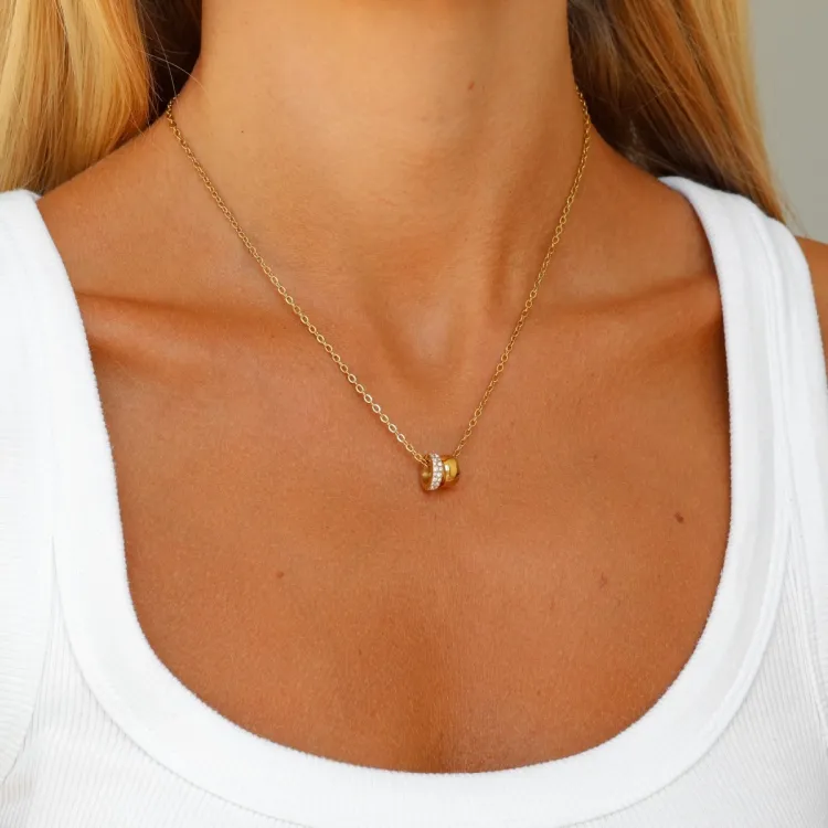 vattentät zirkon halsband i förgyllt stål - OCEANA