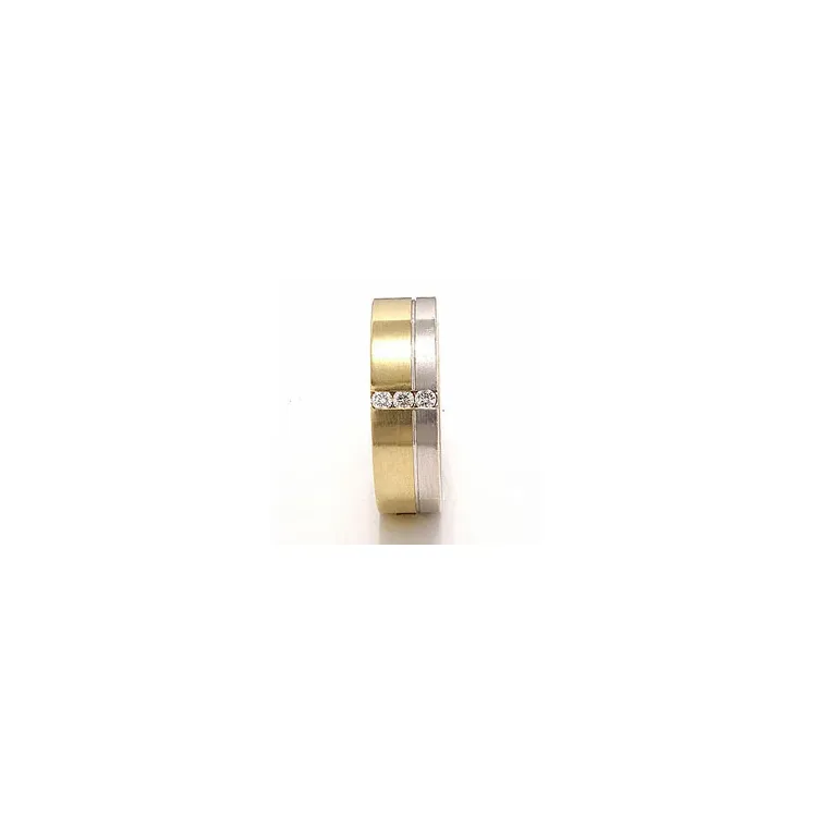 Matt tvåfärgad diamant vigselsring i 14  karat guld- och vitguld 3 x 0,03 ct