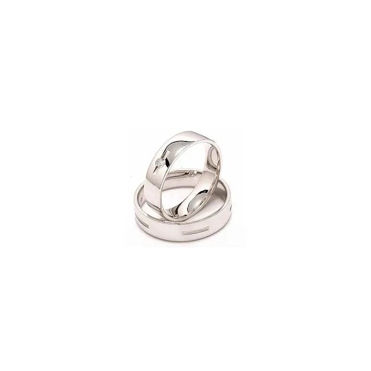 Vigselsringar i 14  karat vitguld 0,035 ct - set