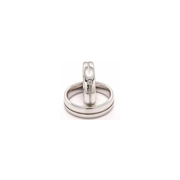 Vigselsringar i 14  karat vitguld 0,04 ct - set