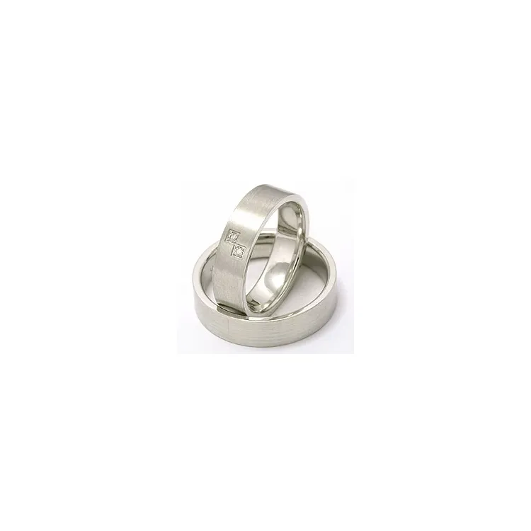 Vigselsringar i 14  karat vitguld 2 x 0,015 ct - set