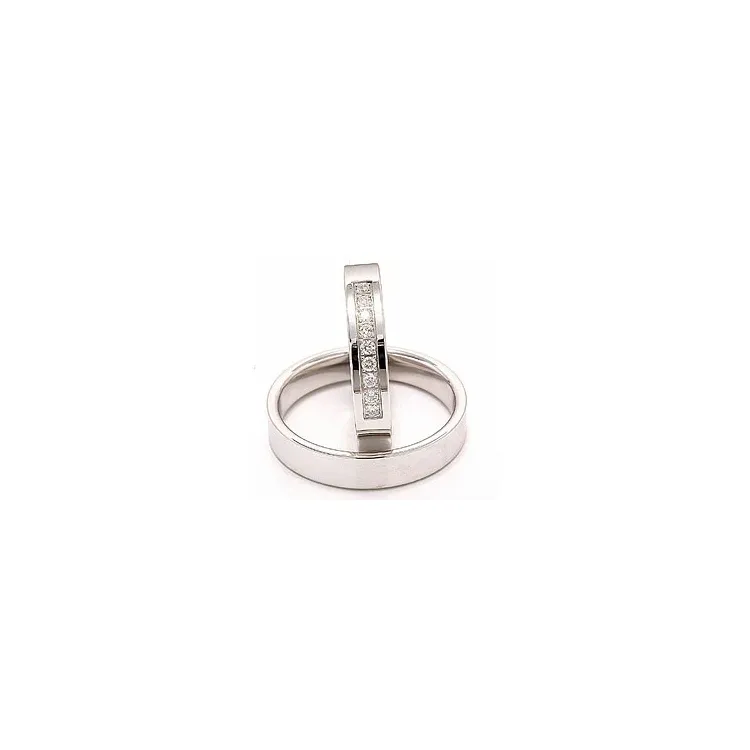 vigselsringar i 14  karat vitguld 9 x 0,015 ct - set