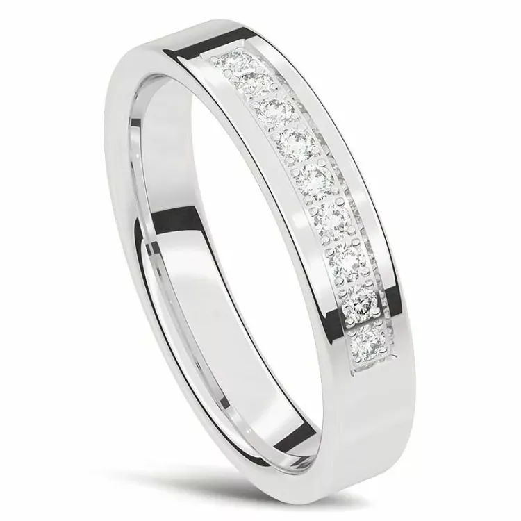 elegant Damring i 14  karat vitguld 0,015 ct