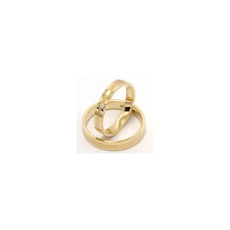 diamant vigselsringar i 14  karat guld 0,018 ct - set