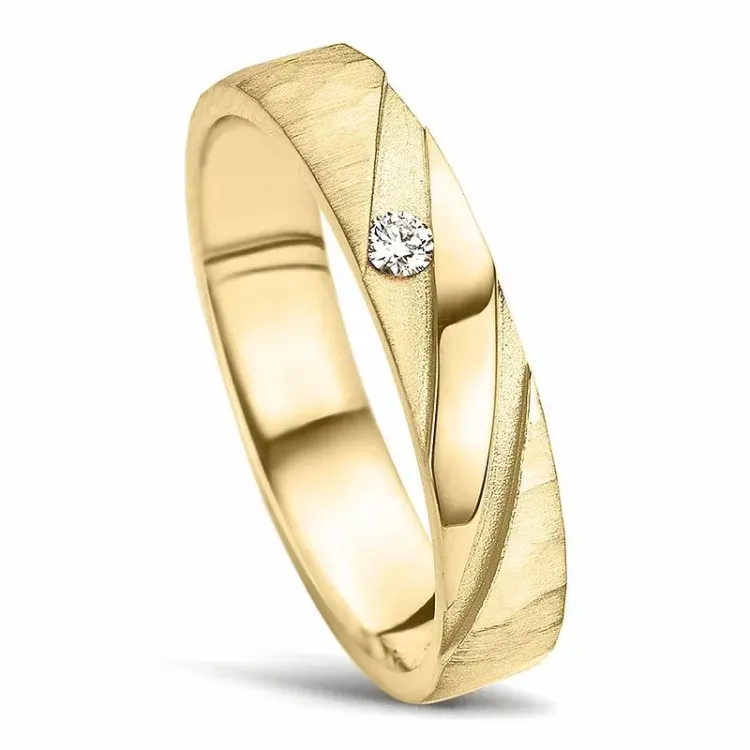 Hamrade Damring i 14  karat guld 0,04 ct