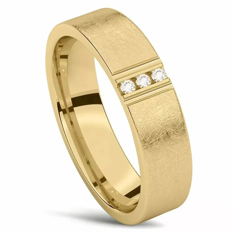Strukturerad Damring i 14  karat guld 0,01 ct