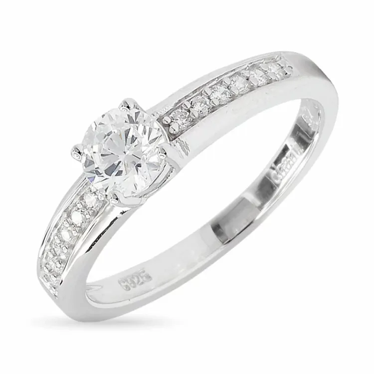 vit zirkon ring i rhodinerat silver