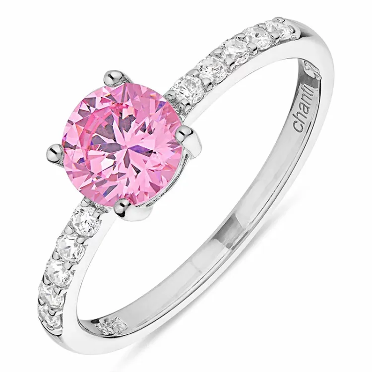 rosa zirkon ring i silver