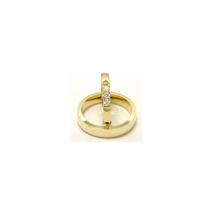 vigselsringar i 14  karat guld 3x0,07 ct - set