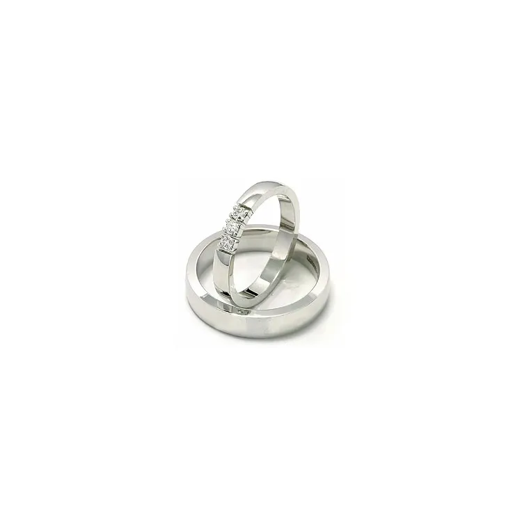 Vigselsringar i 14  karat vitguld 3 x 0,05 ct - set