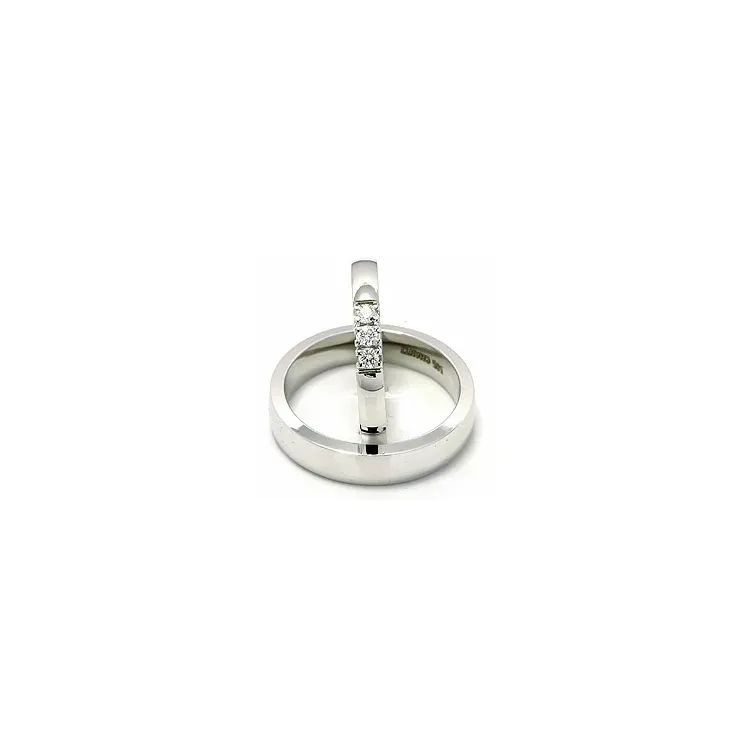 Vigselsringar i 14  karat vitguld 3 x 0,05 ct - set