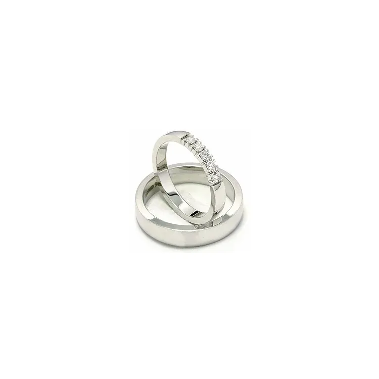 vigselsringar i 14  karat vitguld 5 x 0,07 ct - set