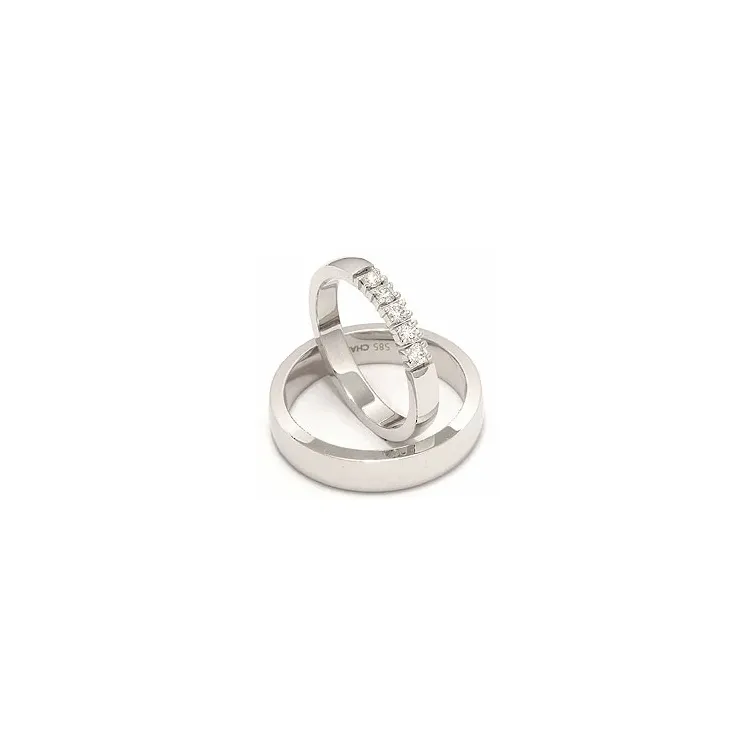 vigselsringar i 14  karat vitguld 0,05  ct - set