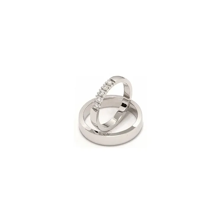 vigselsringar i 14  karat vitguld 0,05  ct - set