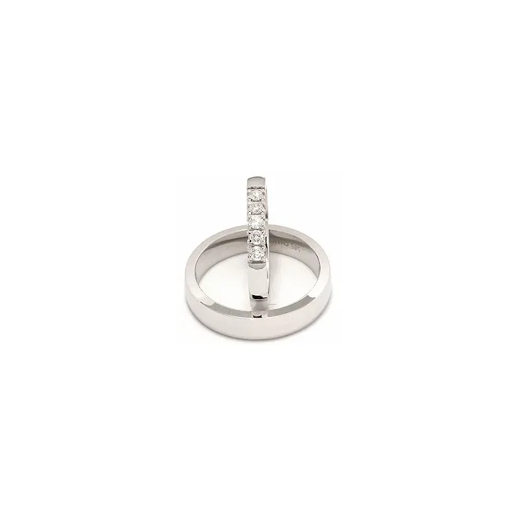 vigselsringar i 14  karat vitguld 0,05  ct - set