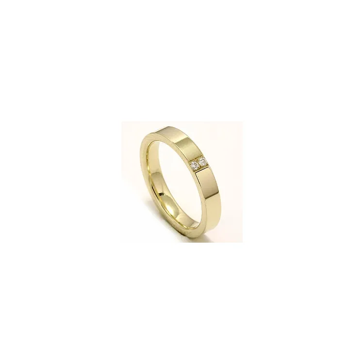 Elegant smal vigselsring i 14  karat guld 2 x 0,018 ct