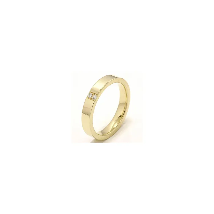 Elegant smal vigselsring i 14  karat guld 2 x 0,018 ct