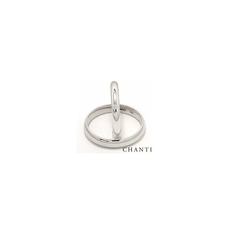 runda vigselsringar i 14  karat vitguld 0,025 ct - set
