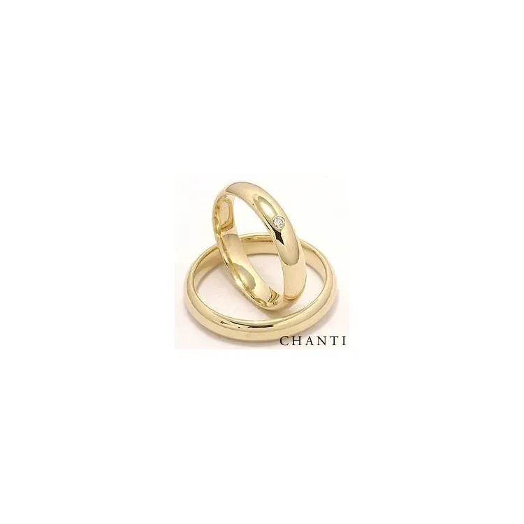 runda vigselsringar i 14  karat guld 0,025 ct - set