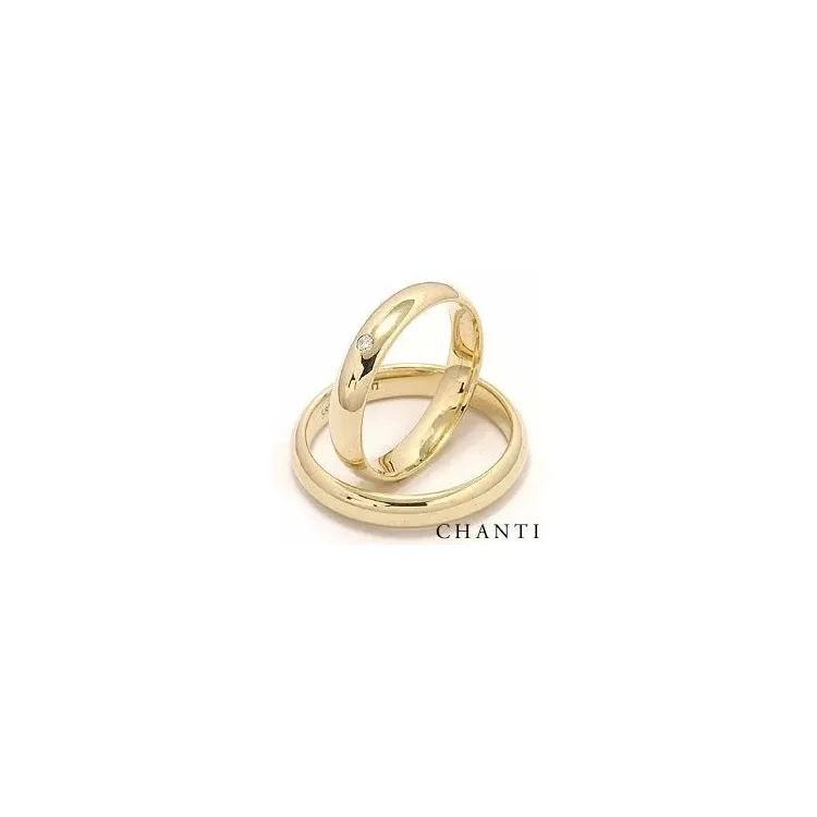 runda vigselsringar i 14  karat guld 0,025 ct - set