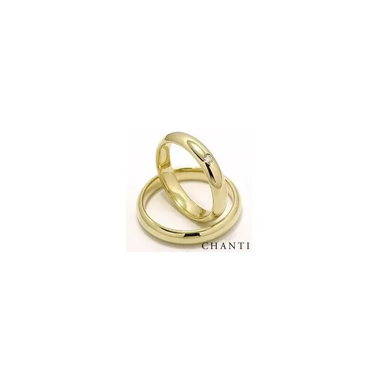 runda vigselsringar i 14  karat guld 1 x 0,05  ct - set