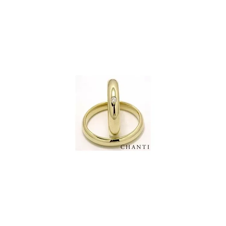 runda vigselsringar i 14  karat guld 1 x 0,05  ct - set