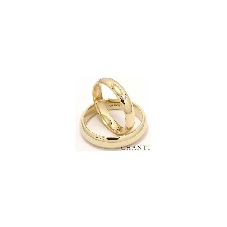 runda diamant vigselsringar i 14  karat guld 0,025 ct - set