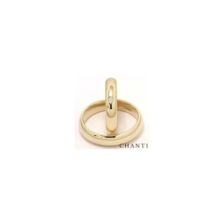 runda diamant vigselsringar i 14  karat guld 0,025 ct - set