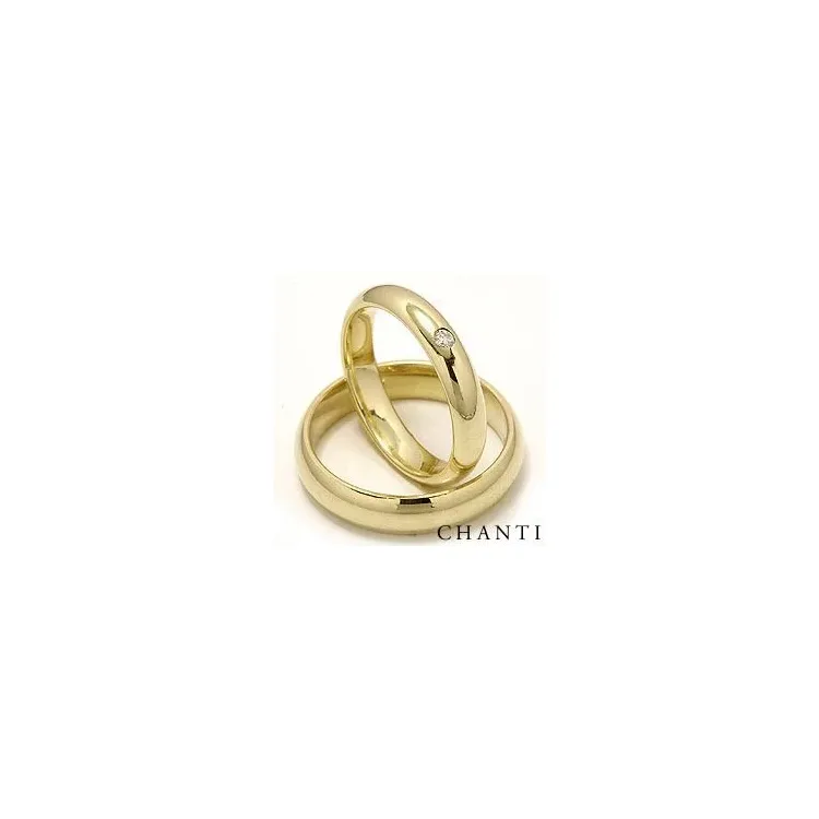 runda diamant vigselsringar i 14  karat guld 0,05 ct - set