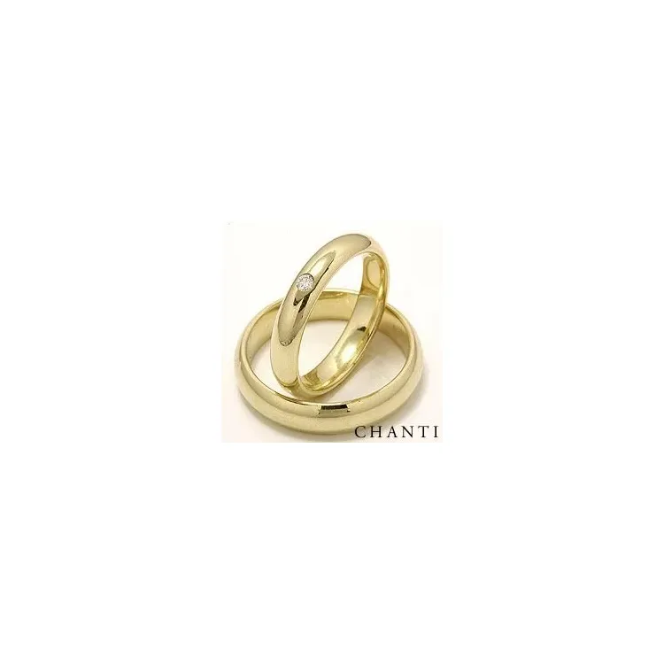runda diamant vigselsringar i 14  karat guld 0,05 ct - set