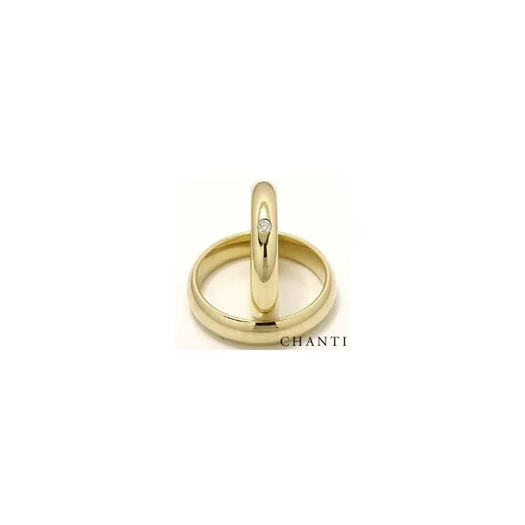 runda diamant vigselsringar i 14  karat guld 0,05 ct - set