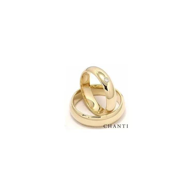 runda diamant vigselsringar i 14  karat guld 0,05 ct - set