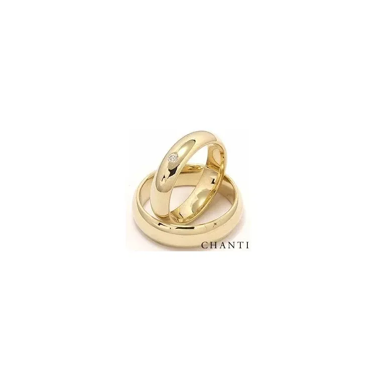 runda diamant vigselsringar i 14  karat guld 0,05 ct - set