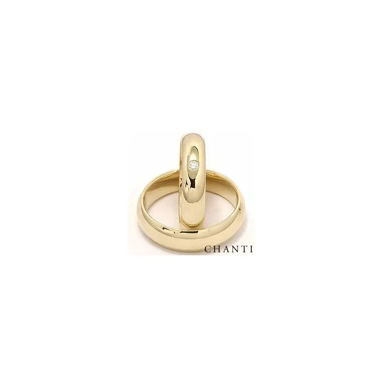 runda diamant vigselsringar i 14  karat guld 0,05 ct - set