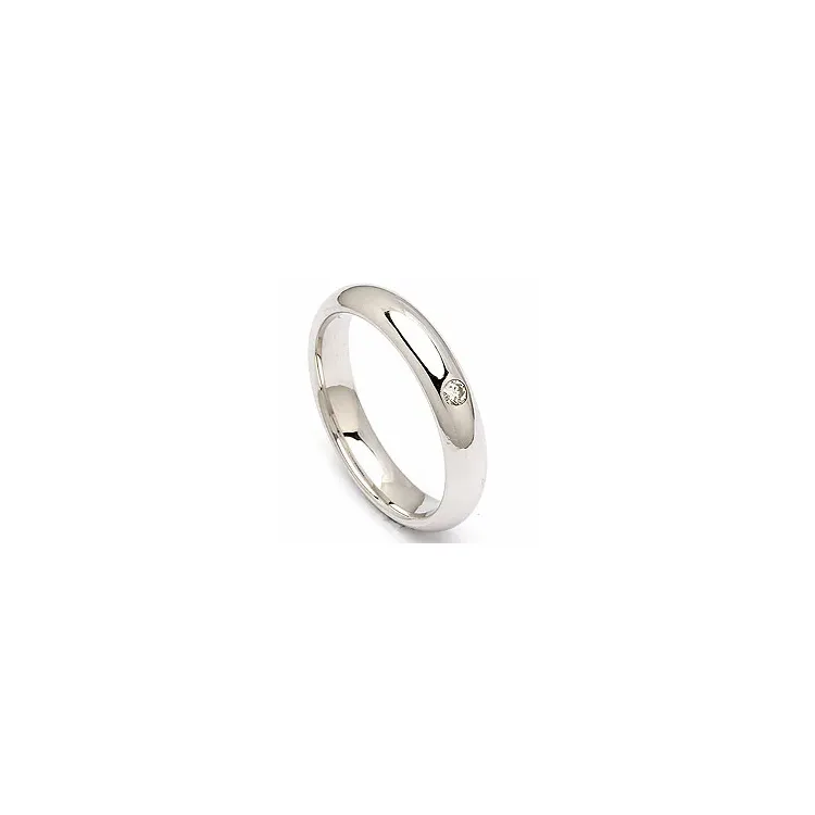 rund vigselsring i 14  karat vitguld 0,05 ct