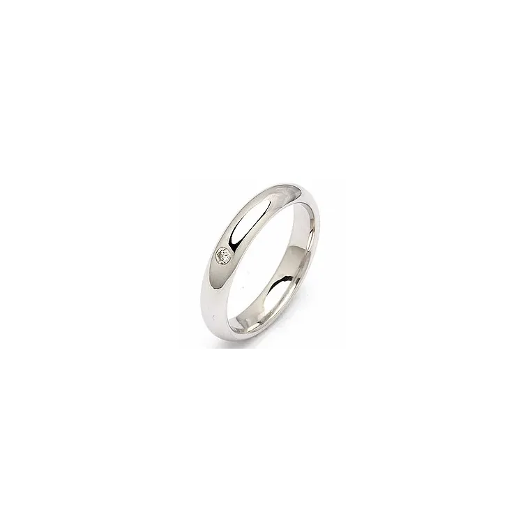 rund vigselsring i 14  karat vitguld 0,05 ct