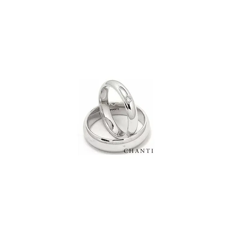 Vigselsringar i 14  karat vitguld 0,05 ct - set