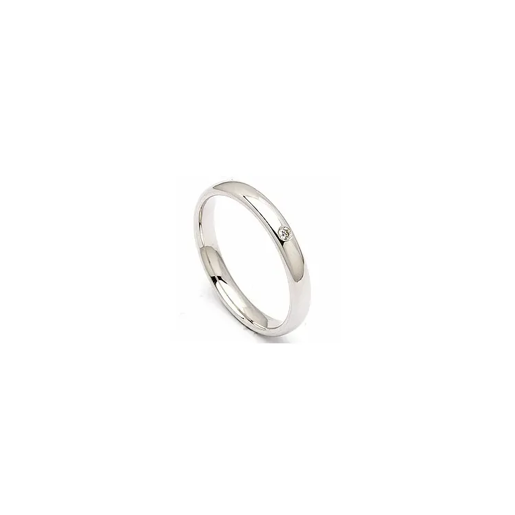 Smal oval vigselsring i 14  karat vitguld 0,025 ct