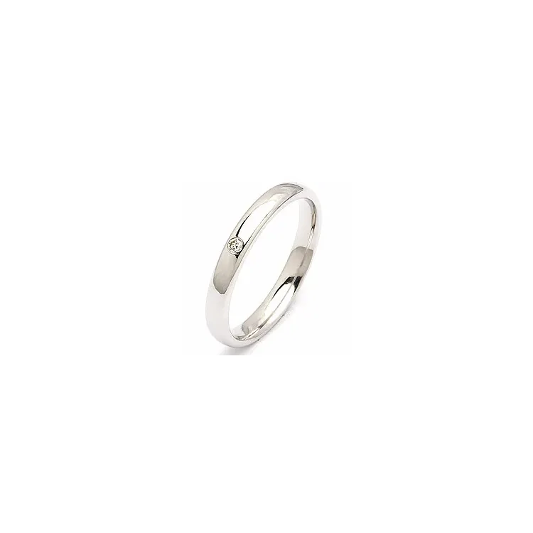 Smal oval vigselsring i 14  karat vitguld 0,025 ct