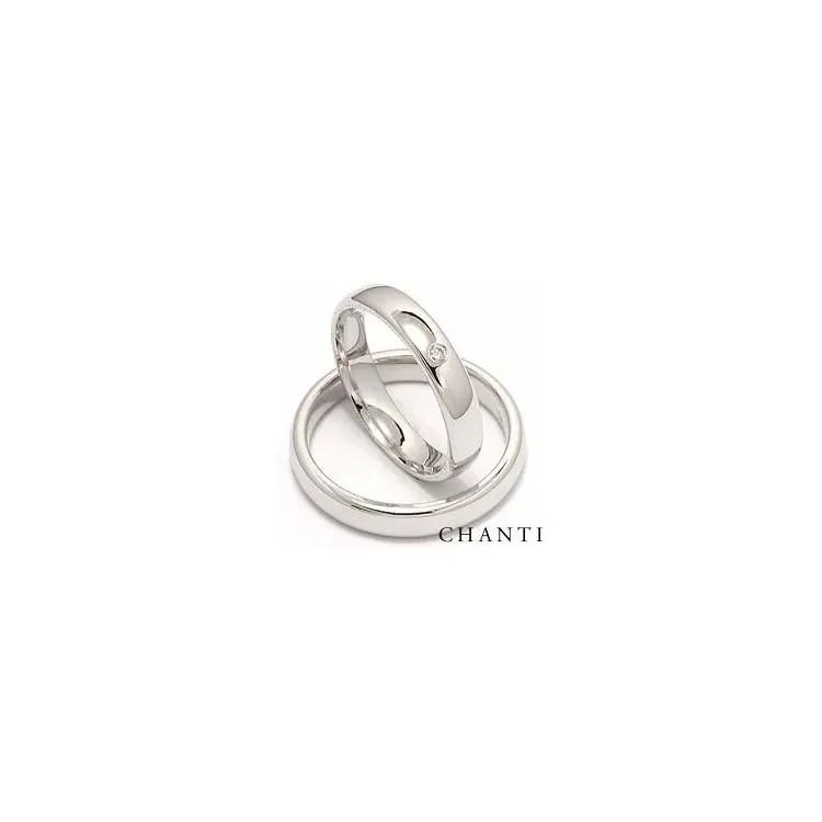Vigselsringar i 14  karat vitguld 0,025 ct - set